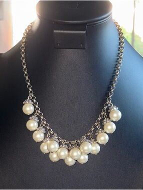 J. Crew Cream Pearl Cluster Necklace with Gold-Tone Chain